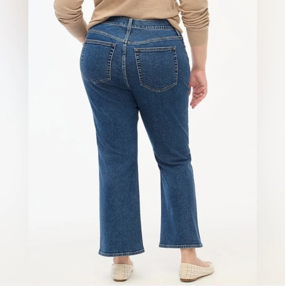 J. Crew Mid-Rise Flare Cropped Jeans Button Front